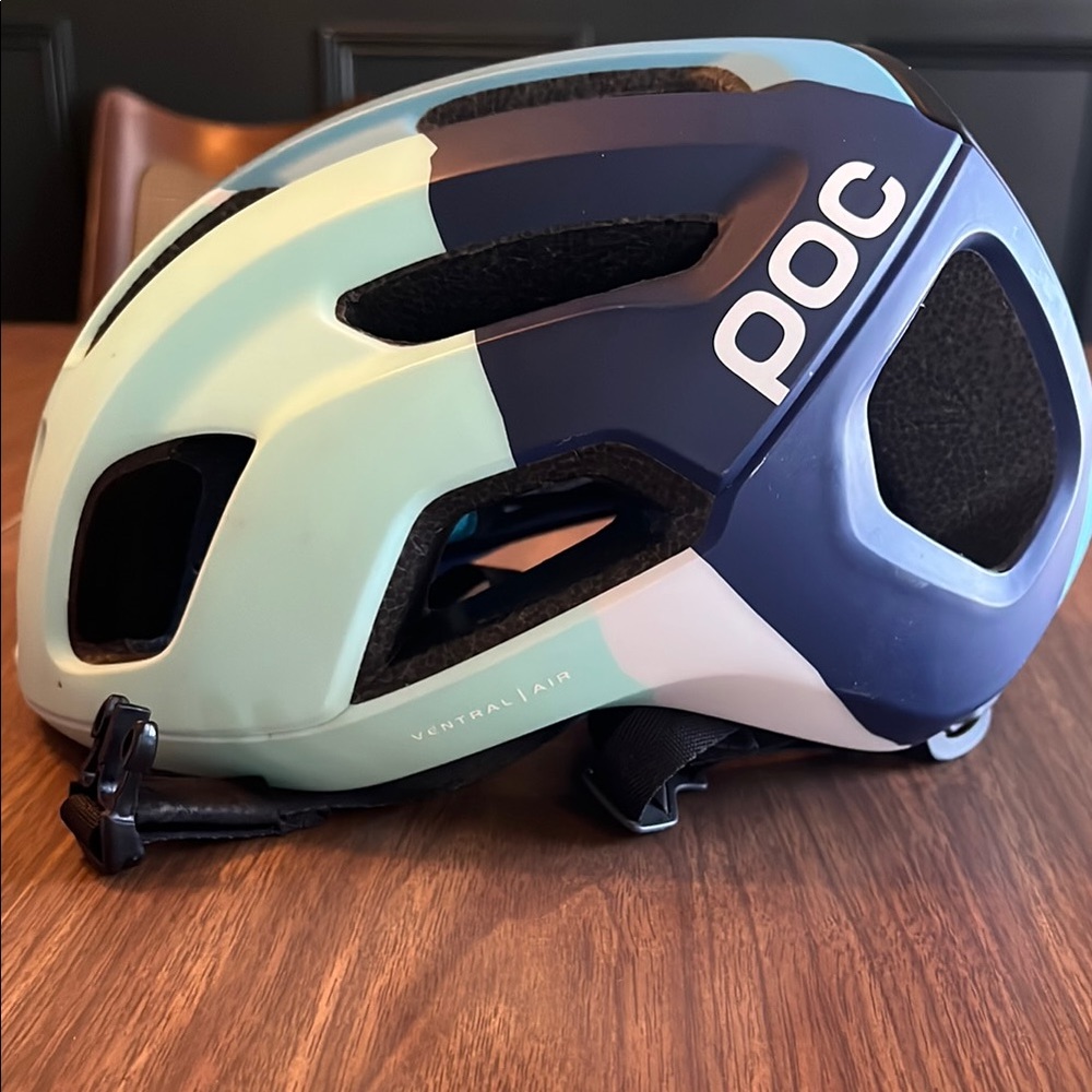 POC Blue and Green Ventral Air Spin Helmet